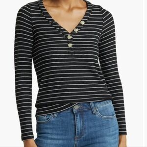 Lucky Brand Long Sleeves Henely Striped Shirt Size M